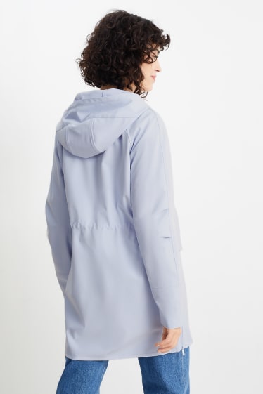 Damen - Softshellmantel mit Kapuze - 4 Way Stretch - hellblau