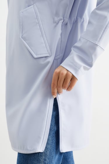 Damen - Softshellmantel mit Kapuze - 4 Way Stretch - hellblau