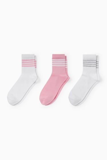 Femmes - Lot de 3 paires - chaussettes de tennis - rose