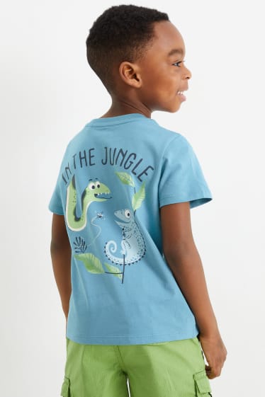 Kinder - Dschungel - Kurzarmshirt - blau
