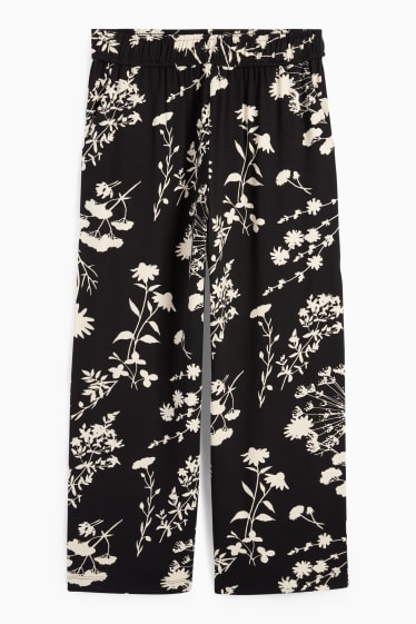 Mujer - Pantalón de punto - straight fit - de flores - negro