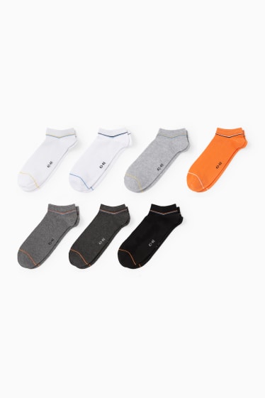 Pánské - Multipack 7 ks - ponožky do tenisek - tmavě oranžová