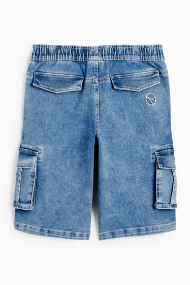 Enfants - Short cargo en jean - jean bleu clair