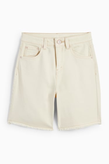 Enfants - Bermuda en jean - beige clair