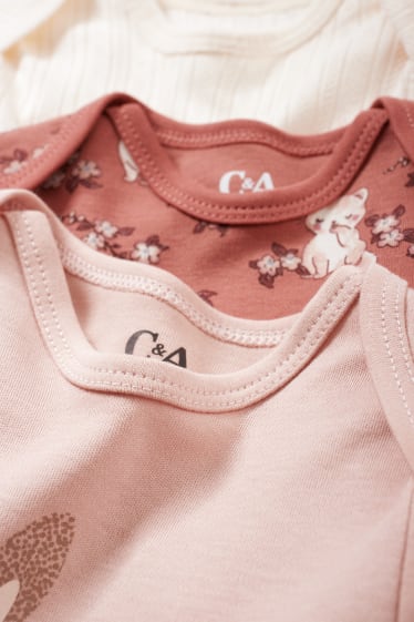 Bébés filles - Lot de 3 - petits lapins et chatons - bodys pour bébé - blanc crème