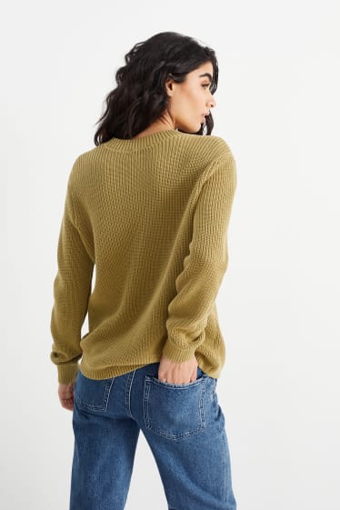 Kobiety - Sweter z linii basic - musztardowy