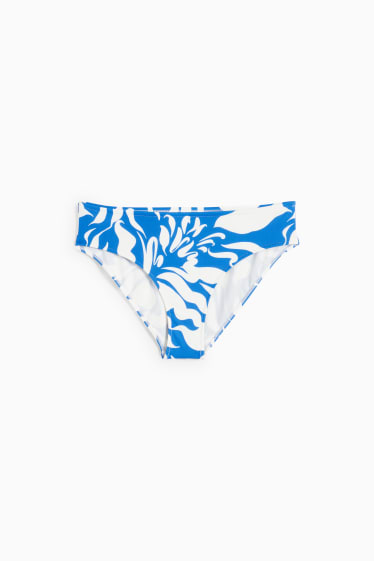 Damen - Bikini-Hose - Mid Waist - LYCRA® XTRA LIFE™ - gemustert - blau / weiß