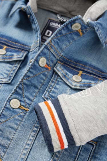 Bambini - Giacca di jeans con cappuccio - look 2 in 1 - jeans blu