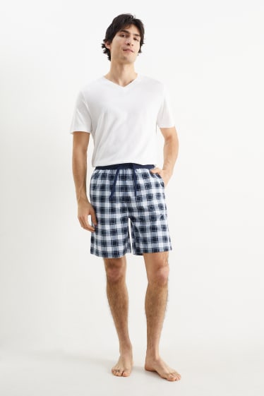 Uomo - Shorts pigiama - a quadretti - blu scuro