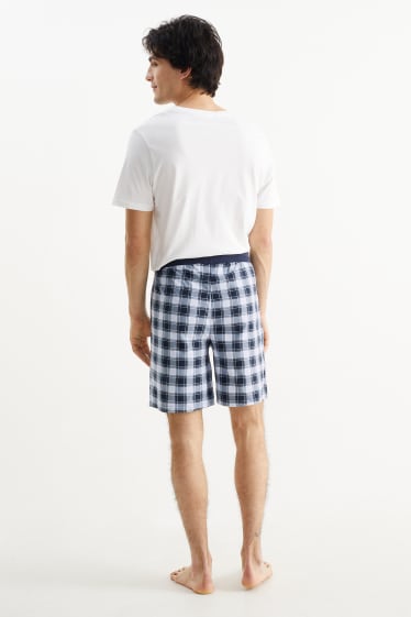 Men - Pyjama shorts - check - dark blue