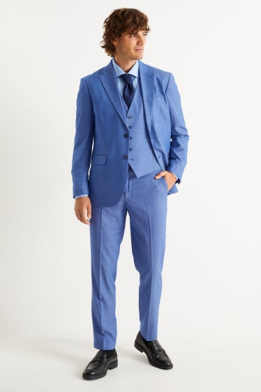 Men - Suit with tie - regular fit - 4 piece - blue