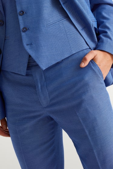 Mężczyźni - Garnitur z krawatem - regular fit - 4 części - niebieski