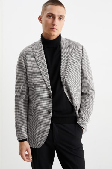 Bărbați - Sacou modular - regular fit - Flex - în carouri - negru / alb