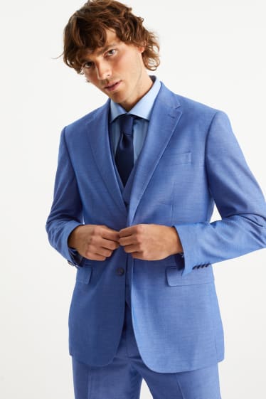 Bărbați - Costum cu cravată - regular fit - 4 piese - albastru