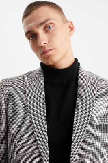 Men - Mix-and-match tailored jacket - regular fit - flex - check - black / white