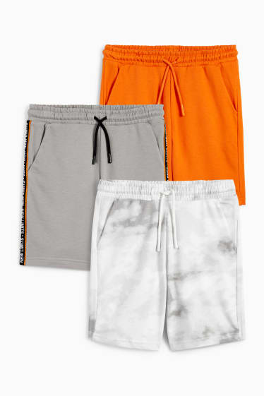 Dětské - Multipack 3 ks - teplákové šortky - oranžová