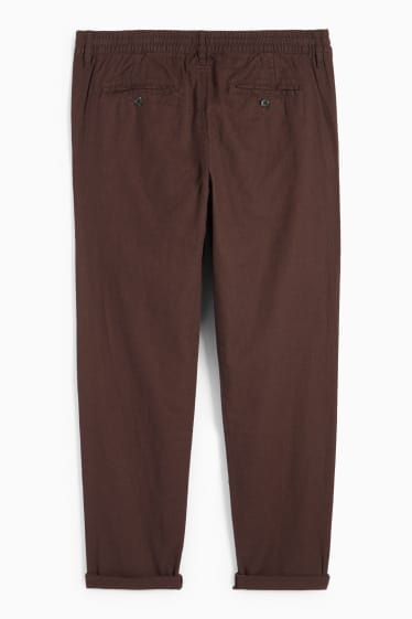 Uomo - Pantaloni chino - tapered fit - misto lino - marrone scuro
