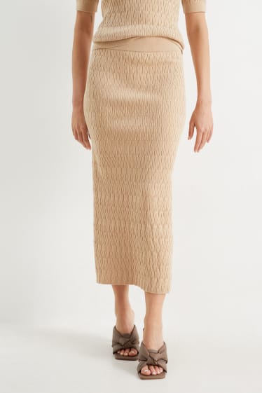 Women - Knitted skirt - taupe