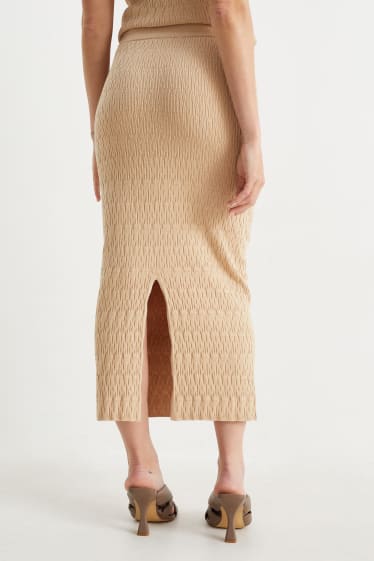 Women - Knitted skirt - taupe