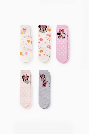 Niños - Pack de 5 - Minnie Mouse - calcetines con dibujo - blanco roto