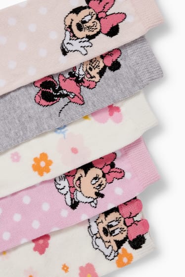 Kinderen - Set van 5 paar - Minnie Mouse - sokken met motief - crème wit