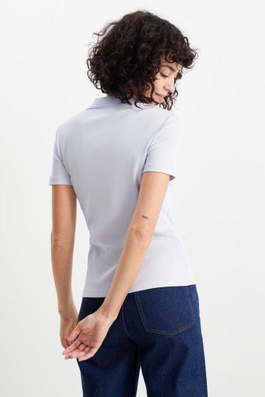 Damen - Basic-Poloshirt - hellblau
