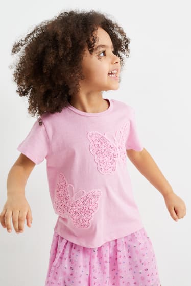 Kinder - Schmetterling - Kurzarmshirt - pink