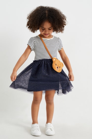 Dzieci - Miś - komplet - sukienka i torebka - 2 części - ciemnoniebieski