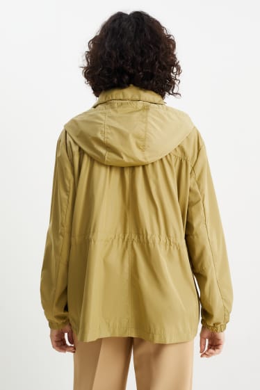 Femei - Jachetă cu glugă - căptușită - rezistentă la apă - pliabilă - galben muștar