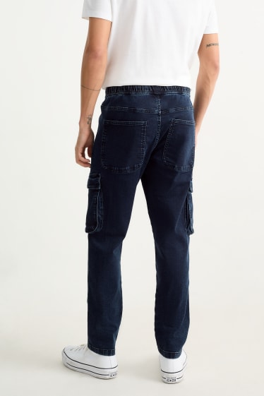 Men - Cargo jeans - tapered fit - jog denim - LYCRA® - denim-dark blue