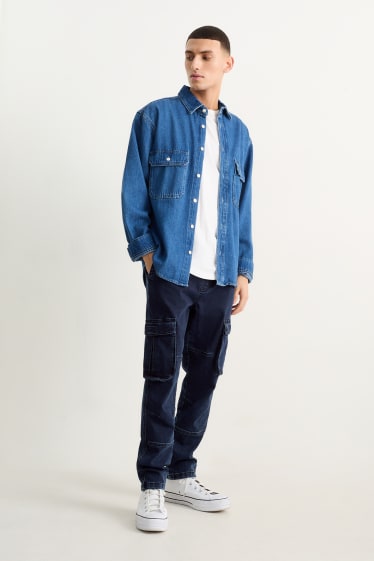 Men - Cargo jeans - tapered fit - jog denim - LYCRA® - denim-dark blue