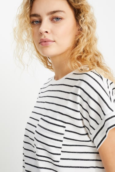 Mujer - Camiseta - de rayas - blanco / negro