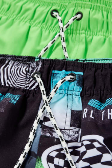 Bambini - Confezione da 2 - surf - shorts da mare - verde fluorescente