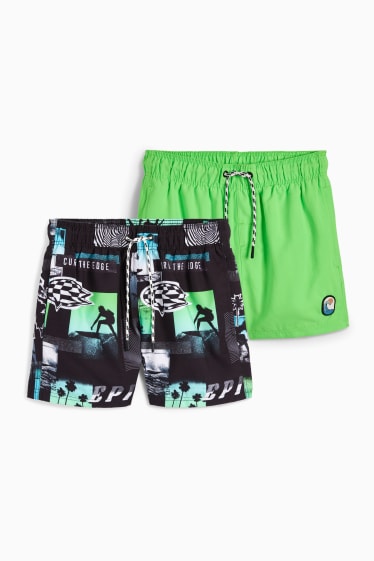 Bambini - Confezione da 2 - surf - shorts da mare - verde fluorescente
