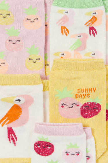 Niños - Pack de 5 - verano - calcetines tobilleros con dibujo - amarillo