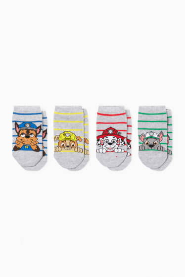 Niños - Pack de 4 - La Patrulla Canina - calcetines tobilleros con dibujo - gris claro jaspeado