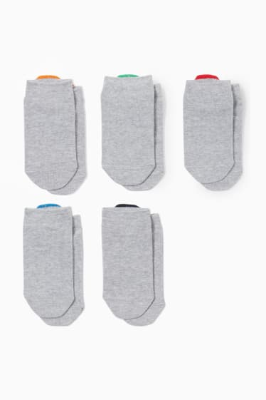Bambini - Confezione da 5 - mostriciattoli - calzini corti con motivi - grigio chiaro melange