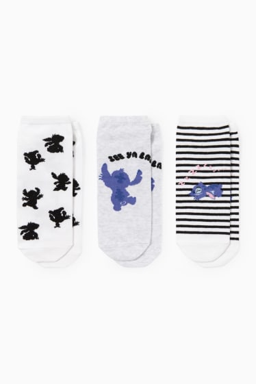 Dámské - Multipack 3 ks - ponožky do tenisek - Lilo & Stitch - bílá
