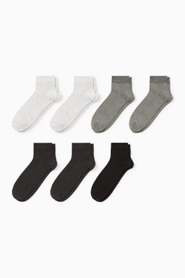 Heren - Set van 7 paar - korte sokken - donkergrijs
