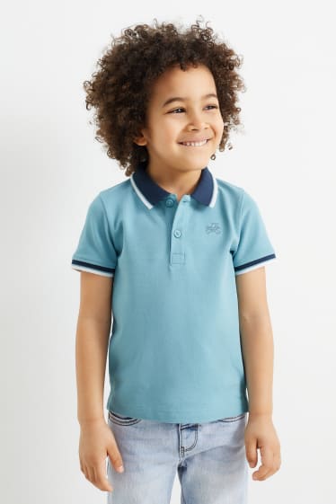 Kinderen - Tractor - poloshirt - turquoise