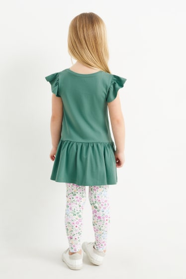 Dětské - Motiv motýla - souprava - šaty, legíny a taška - 3dílná - zelená