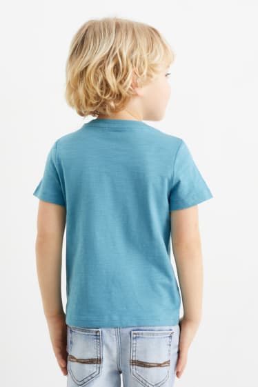 Kinder - Dino - Kurzarmshirt - blau