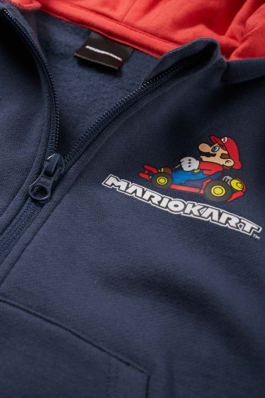 Enfants - Mario Kart - ensemble - sweat zippé à capuche et pantalon de jogging - bleu foncé