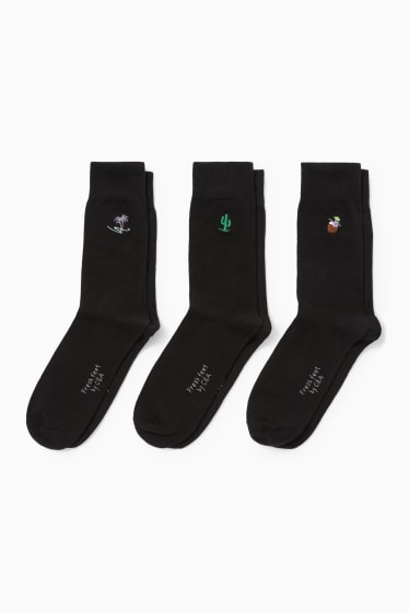 Pánské - Multipack 3 ks - ponožky s motivem - letní motivy - černá