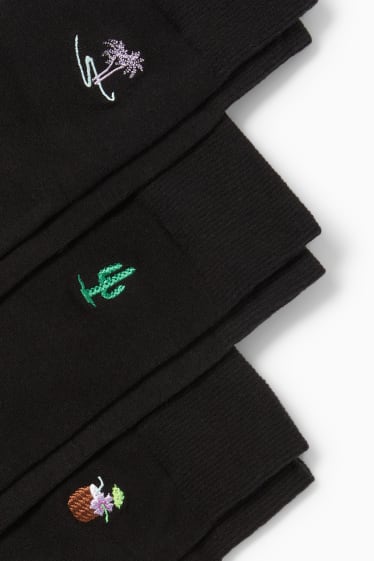Heren - Set van 3 paar - sokken met motief - zomer - zwart