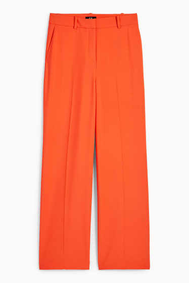 Dámské - Business kalhoty - high waist - wide leg - oranžová