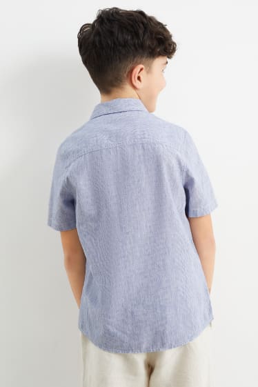 Kinderen - Overhemd - gestreept - donkerblauw