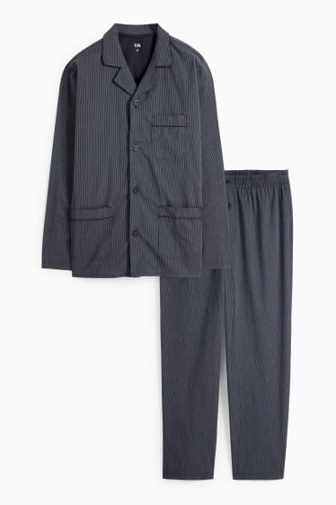 Heren - Pyjama - gestreept - donkerblauw