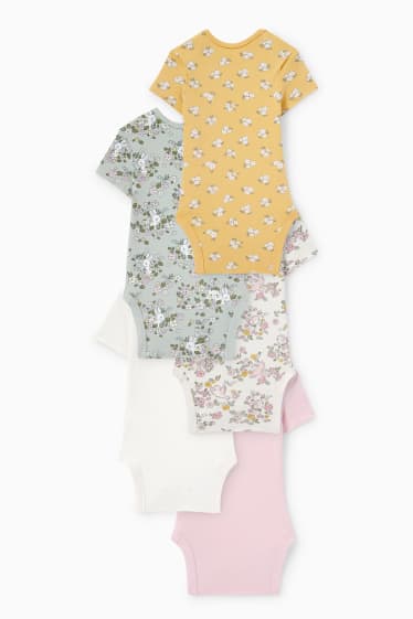 Baby: meisjes - Set van 5 - bloemetjes en dieren - rompertje - mintgroen