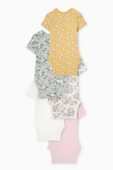 Babies - Multipack of 5 - flowers and animals - baby bodysuit - mint green